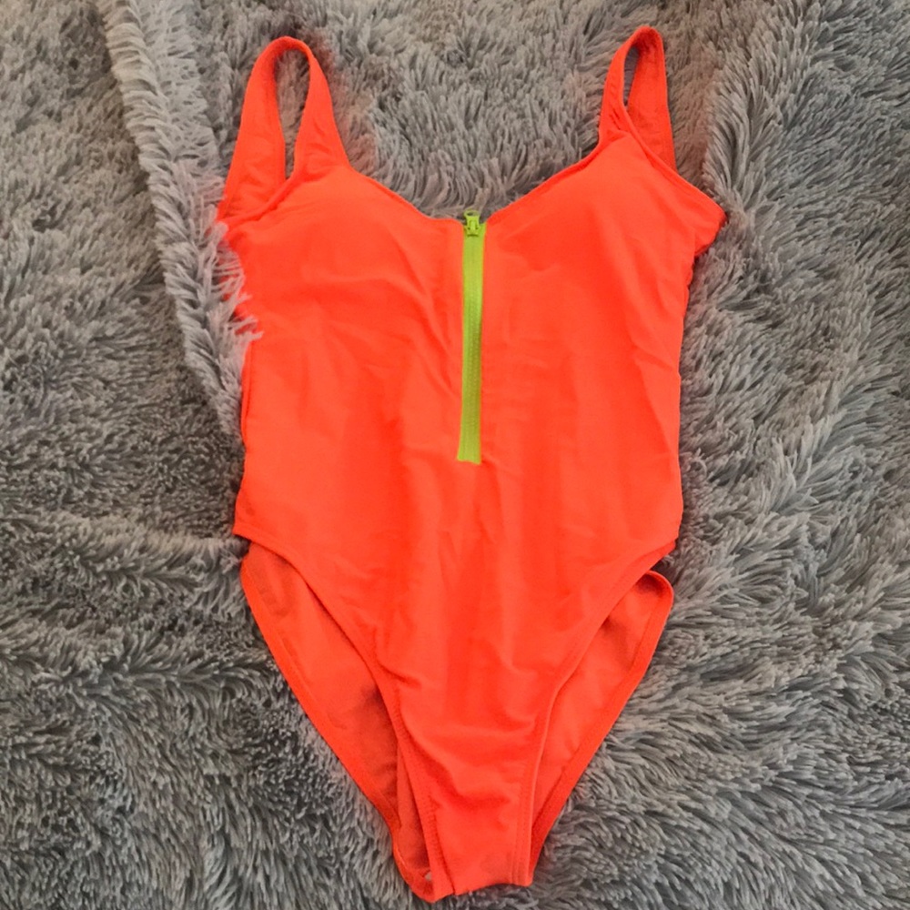 Neon orange bathing suit